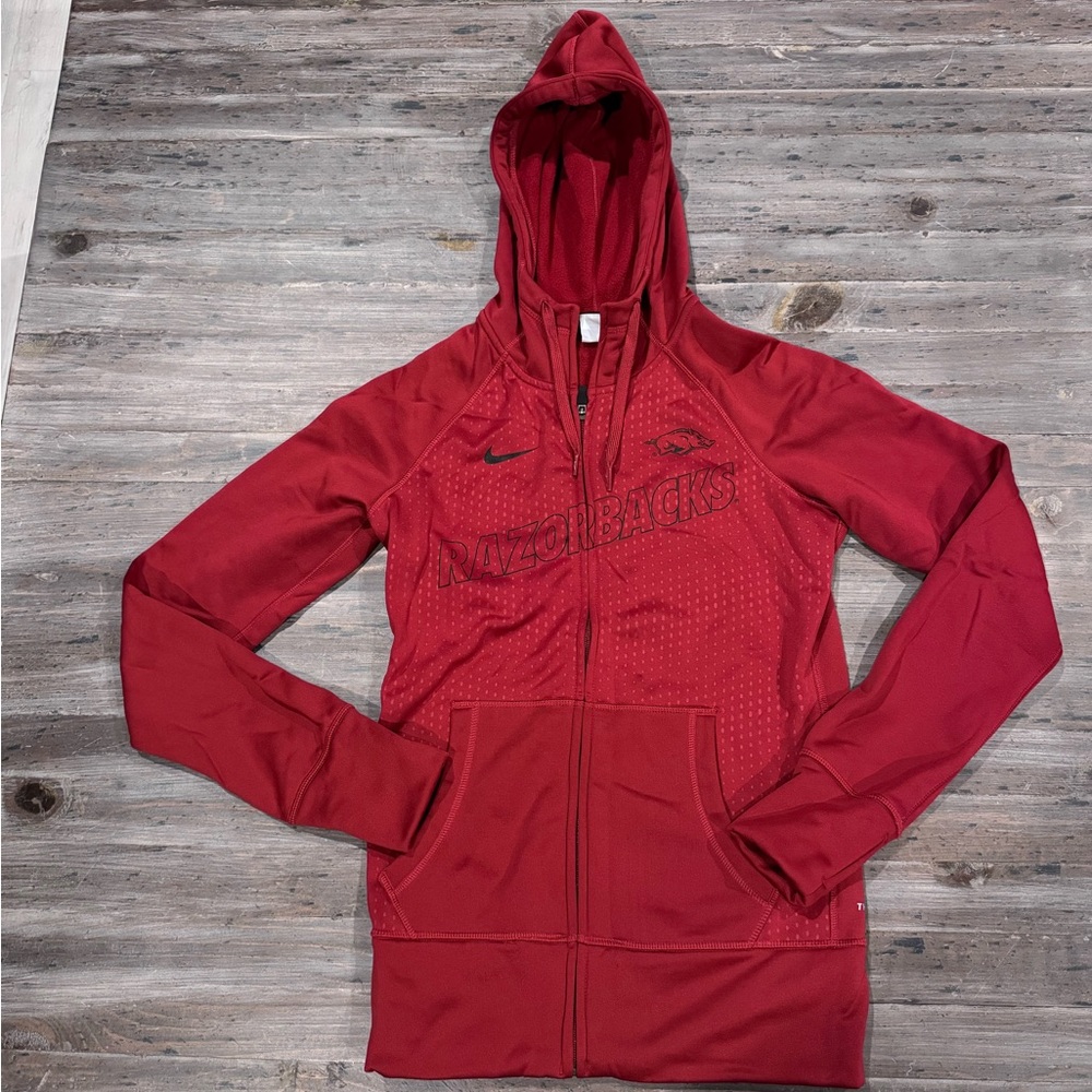 EUC Nike Razorbacks Red Full Zip Thermawear Hoodie